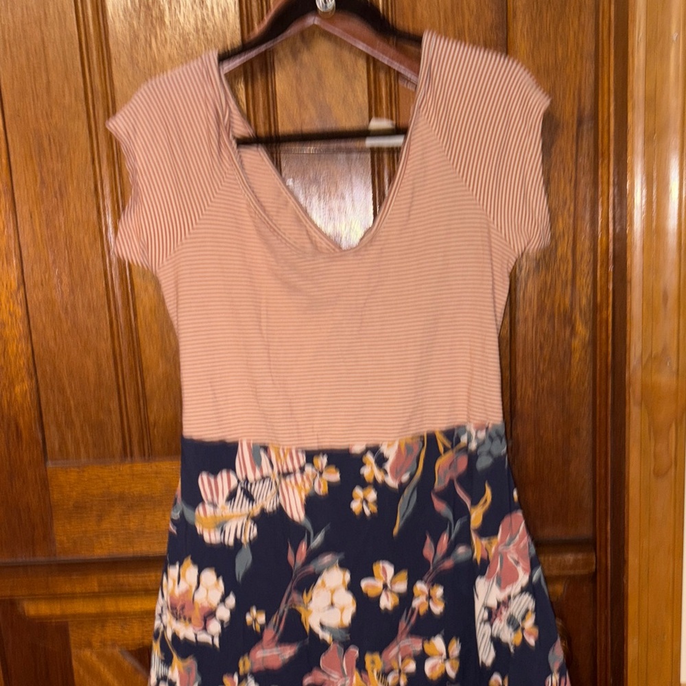 Pact Striped and Floral Midi Dress